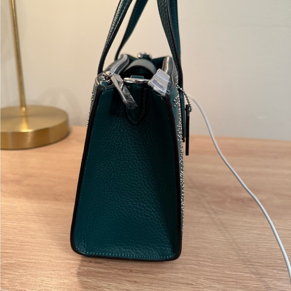 NWT COACH Shoulder Bag Signature Rivet Nina Small Tote Bag Emerald GREEN - Picture 3 of 13